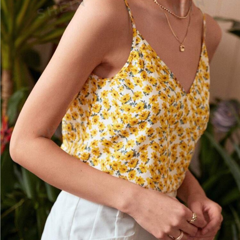 SHEIN yellow floral tank - Picture 8 of 13